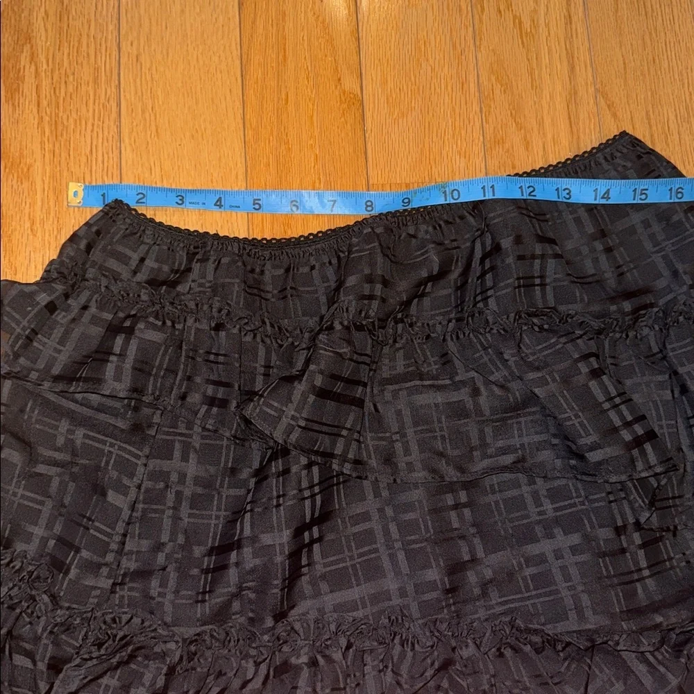 Anthropologie Tiered Asymmetrical Black Mini Skirt